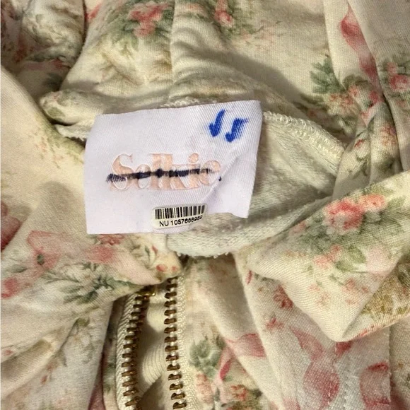 Selkie + Free People Floral Zip-Front Women's Hoodie Size Medium - Picture 9 of 10
